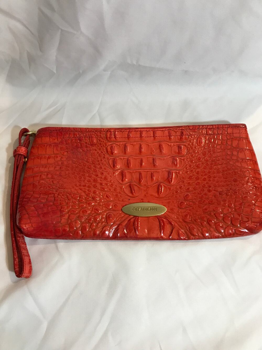 Brahmin Red/Orange Large Clutch/Wristlet with Detachable Strap Wristlet